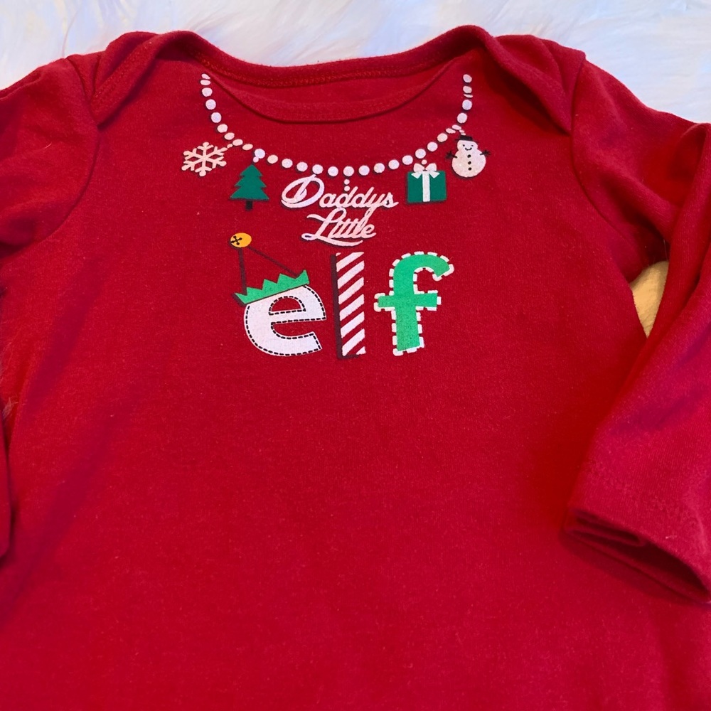 Christmas Baby Girl One Piece Bodysuit Size 12 Months